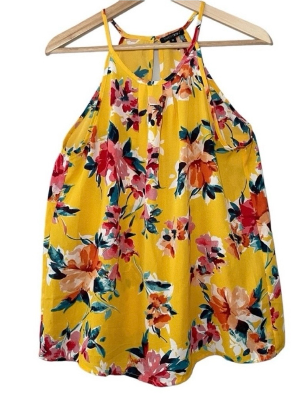 Papermoon Arlene Halter Yellow Floral Tank Camo Women’s Medium